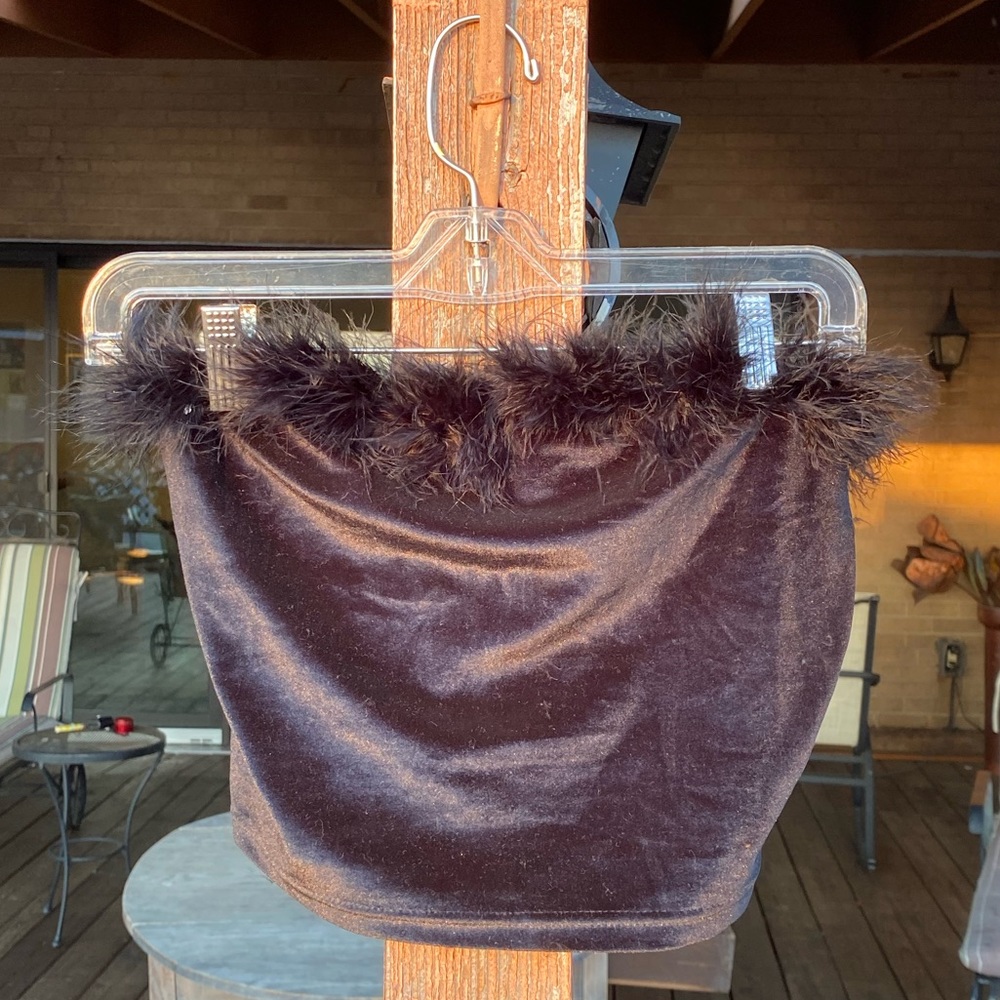 Dolls Kill Tube Top Velvet Feather - Picture 6 of 7